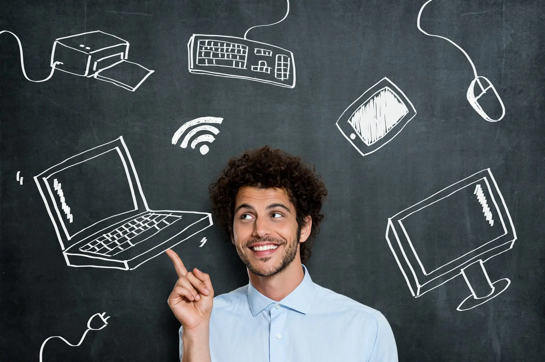 Computer Chalkboard Man