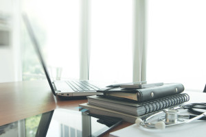 Laptop in Medical Workspace