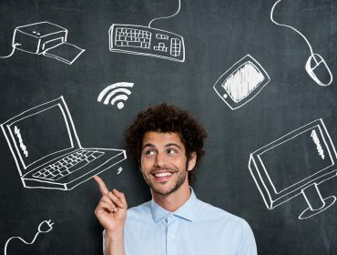 Computer Chalkboard Man