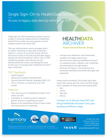 SSO to HealthData Archiver®