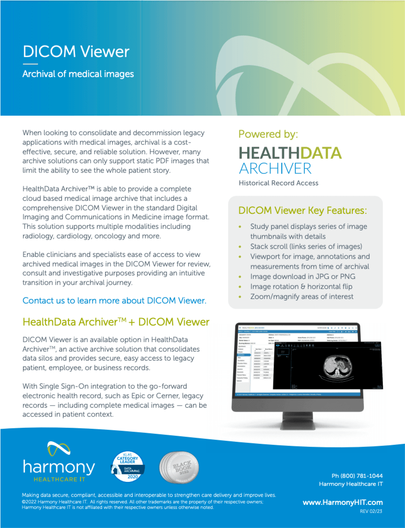 DICOM Viewer Medical Image Archival Brochure